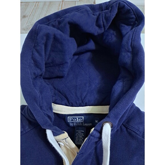 Polo Ralph Lauren Hoodie #2 Sweatshirt Men's Medium Pony Logo Rugby Y2K 67 Blue - Picture 5 of 12